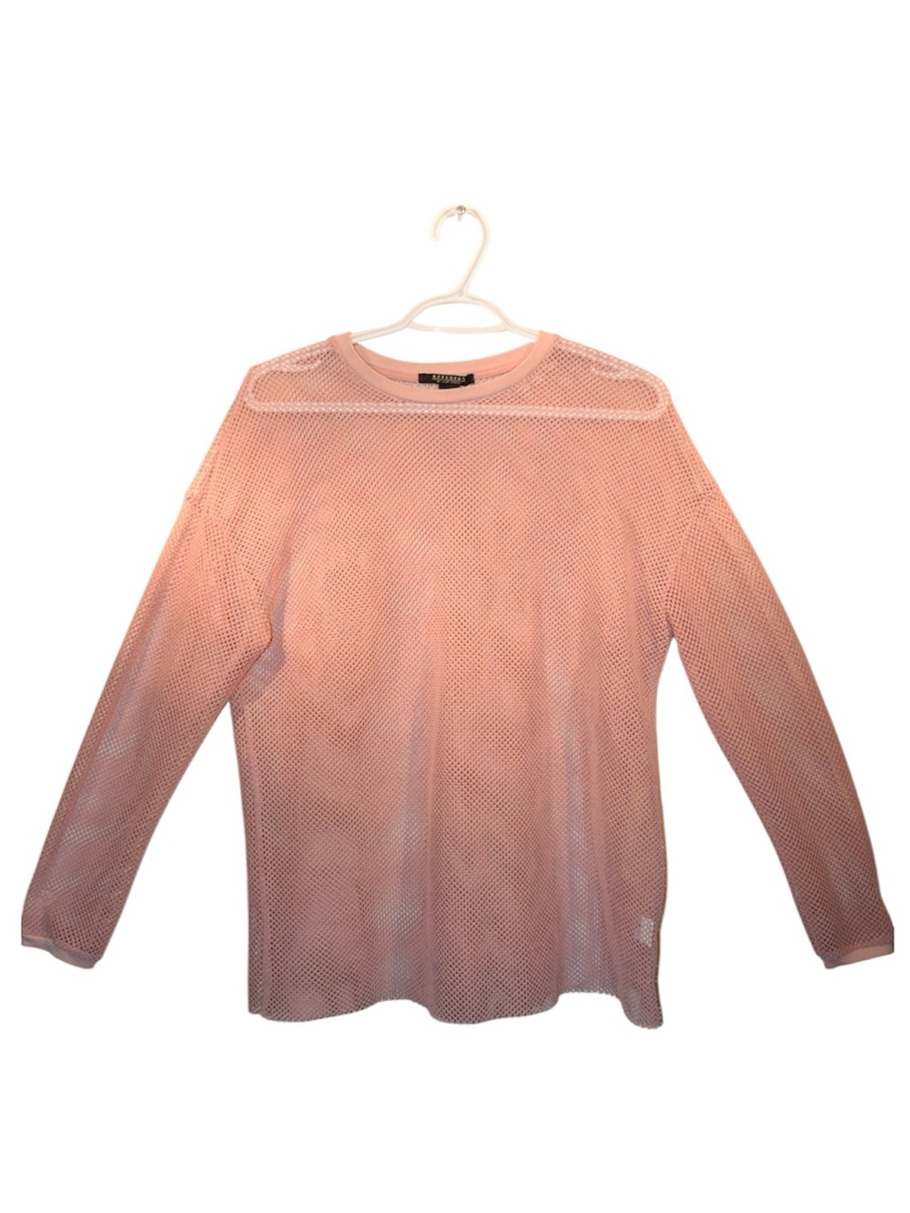 Light Pink Mesh Long Sleeve Top